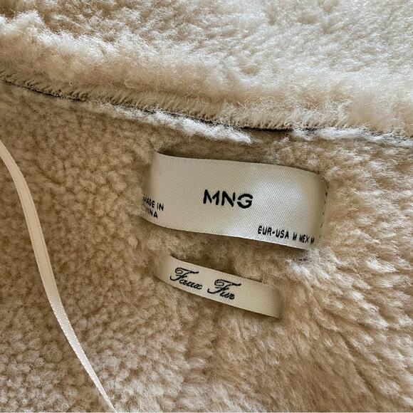 Mango MNG Faux Fur Shearling Collared Heritage Minimal Utility Full Zip Jacket - Picture 4 of 9